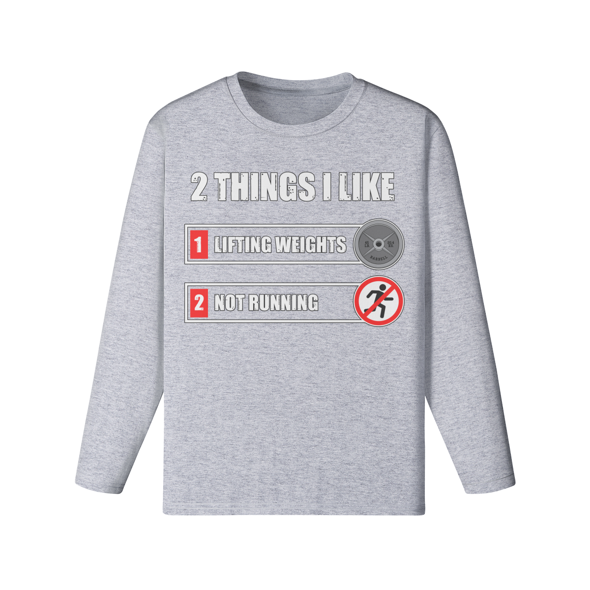 2 THINGS I LIKE- Classic Long Sleeve Top-Medium Heather Gray-League of Lifters