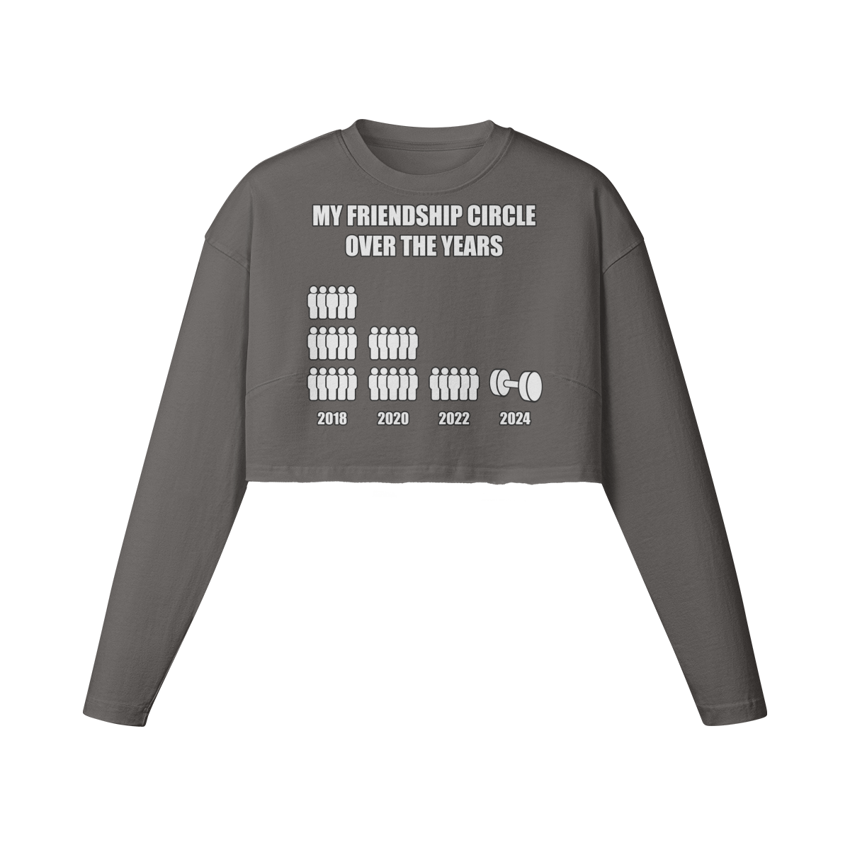FRIENDSHIP CIRCLE- Womens Long Sleeve Crop Top-Granite Gray-League of Lifters