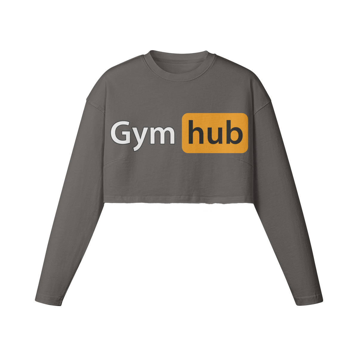GYM HUB- Womens Long Sleeve Crop Top-Granite Gray-League of Lifters
