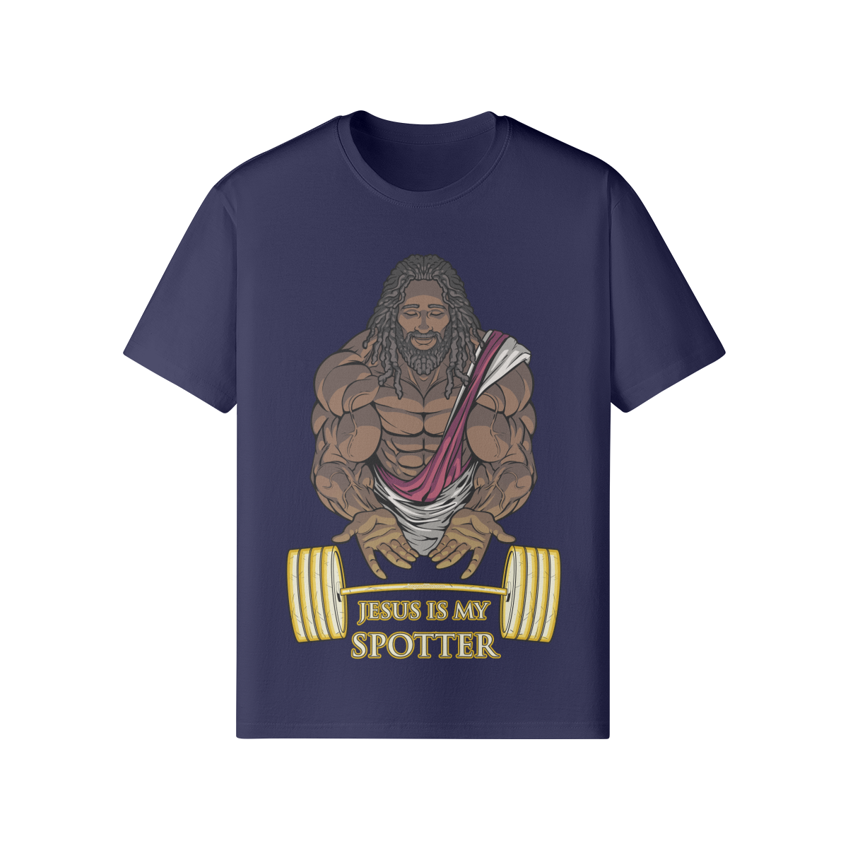 JESUS IS MY SPOTTER (DREADS)- Classic T-Shirt-Dark Navy-League of Lifters