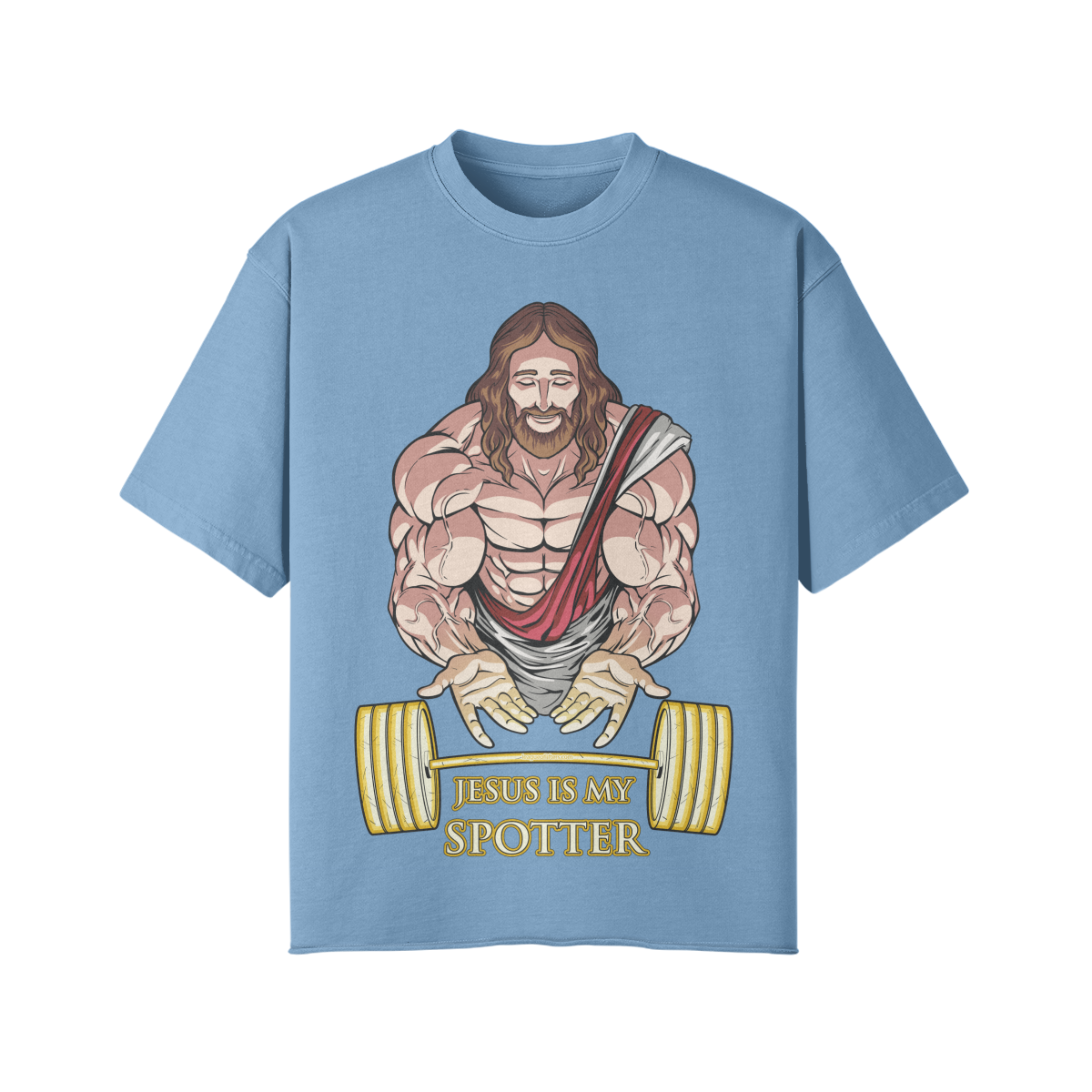 JESUS IS MY SPOTTER- Pump Top-Medium Blue-League of Lifters