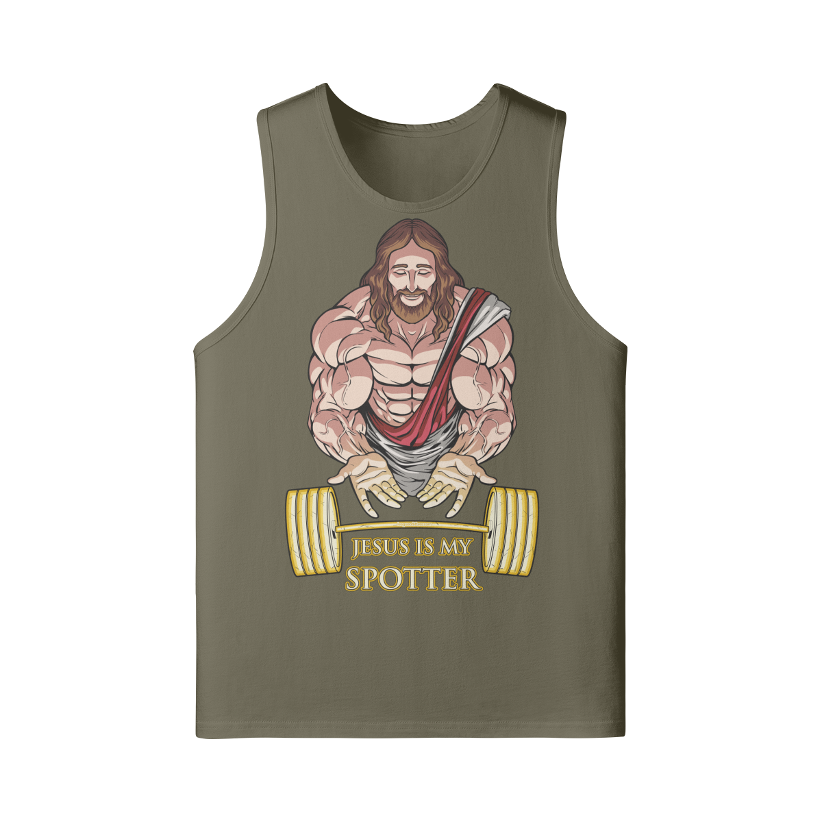 JESUS IS MY SPOTTER- Tank Top-Camel-League of Lifters