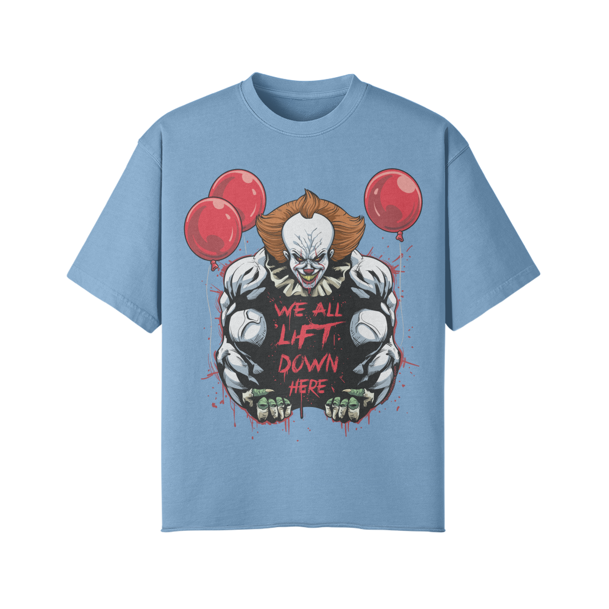 WE ALL LIFT DOWN HERE (CLASSIC BALLOONS)- Pump Top-Medium Blue-League of Lifters