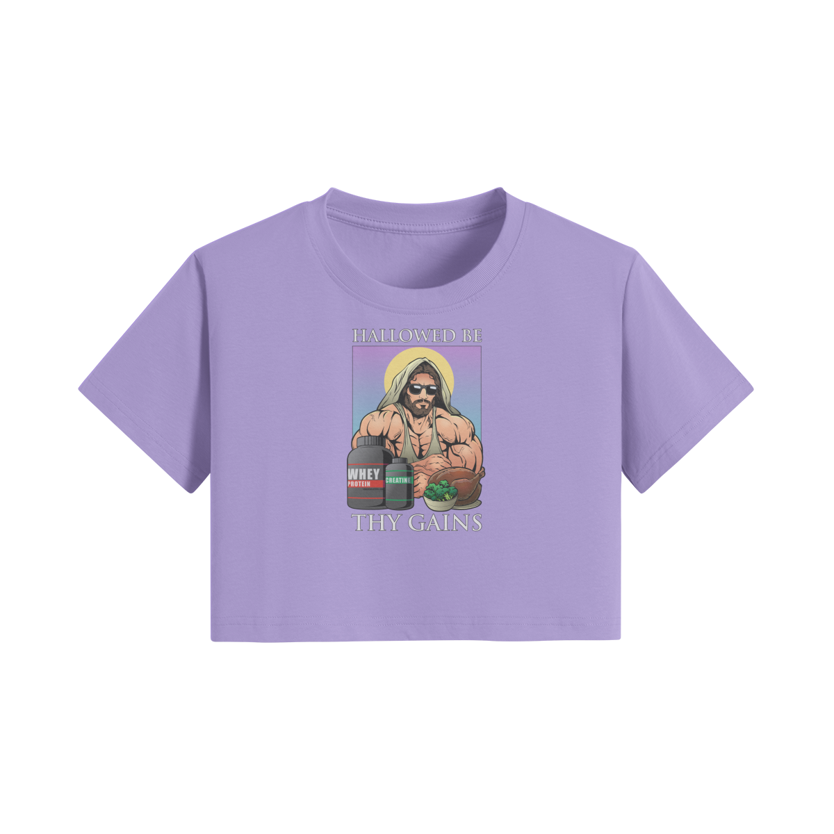 HALLOWED BE THY GAINS- Womens Crop Top-Lavender-League of Lifters