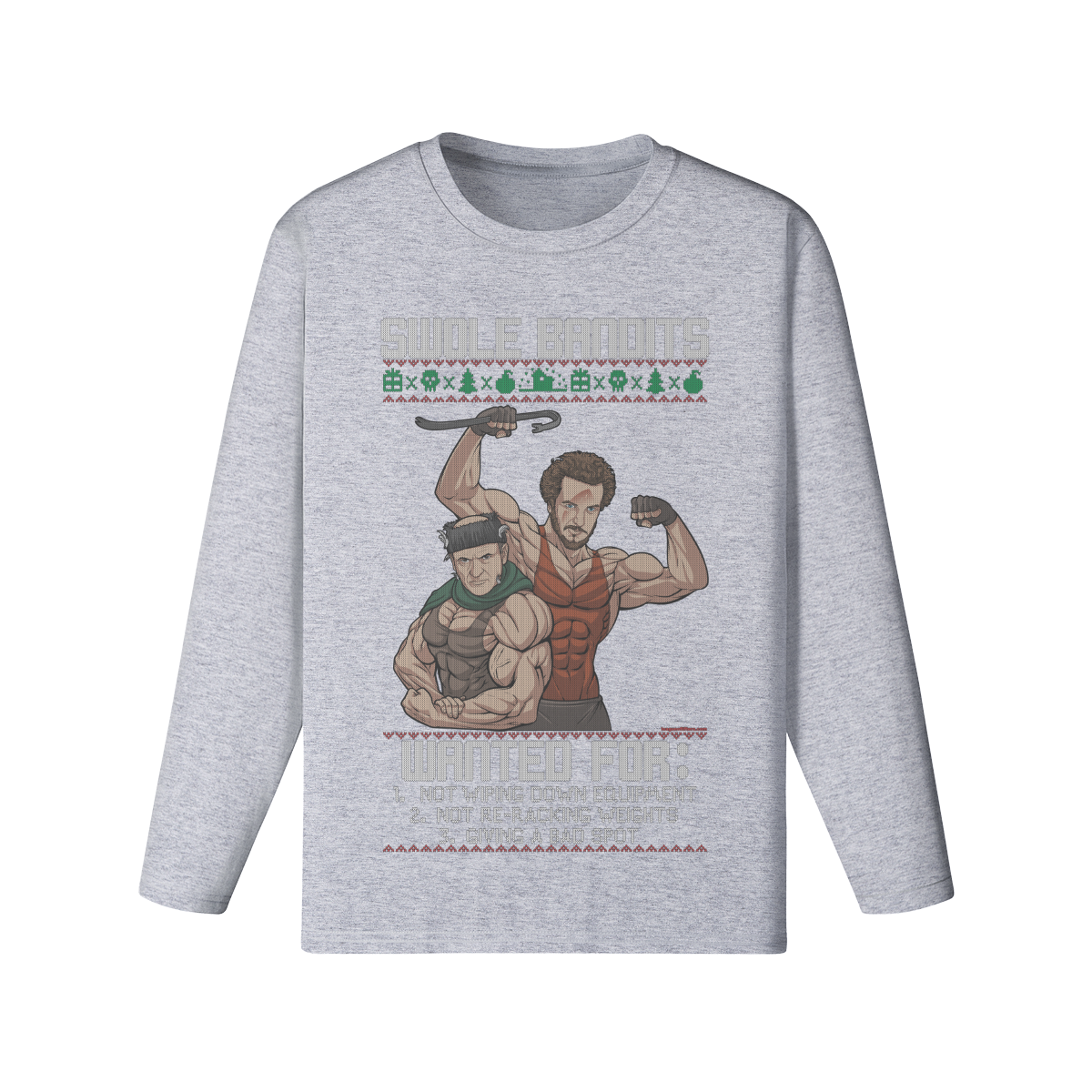 SWOLE BANDITS- Classic Long Sleeve Top-Medium Heather Gray-League of Lifters