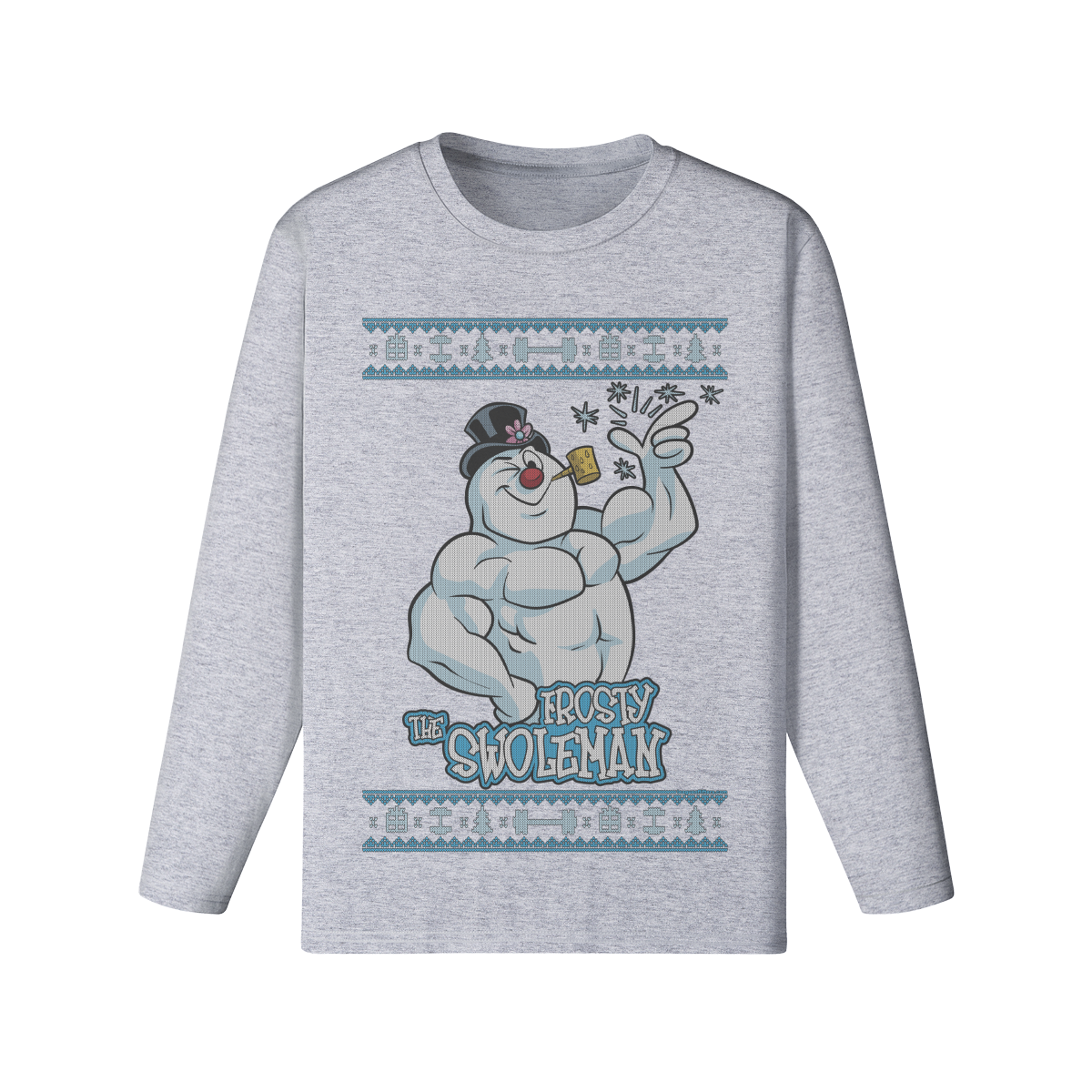 FROSTY THE SWOLEMAN- Classic Long Sleeve Top-Medium Heather Gray-League of Lifters