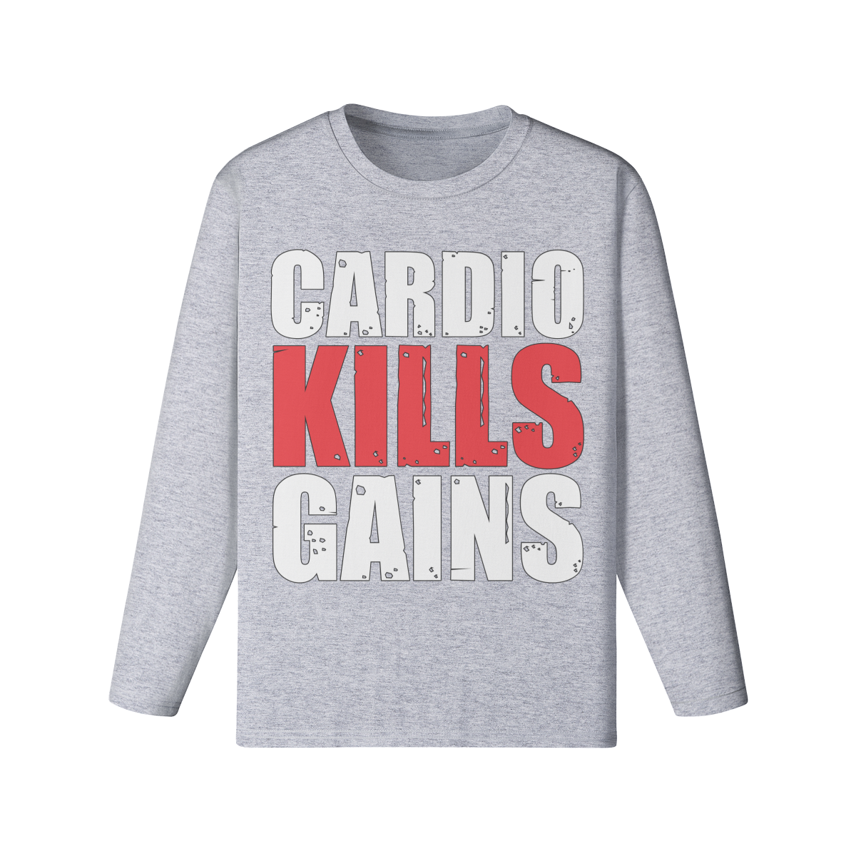 CARDIO KILLS GAINS- Classic Long Sleeve Top-Medium Heather Gray-League of Lifters