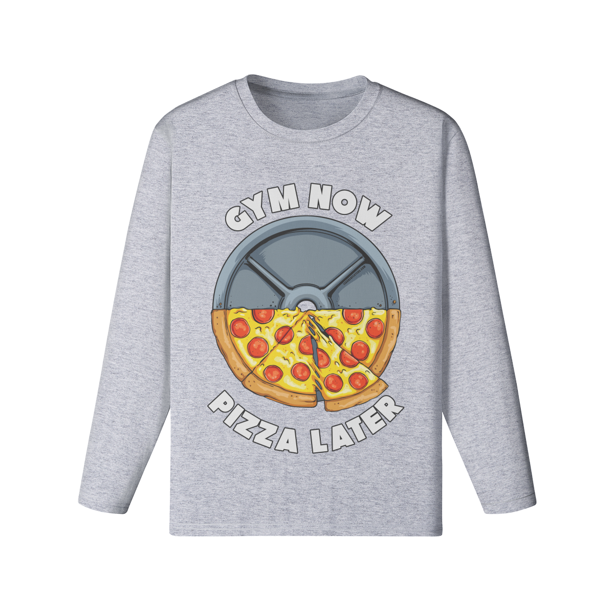GYM NOW PIZZA LATER- Classic Long Sleeve Top-Medium Heather Gray-League of Lifters
