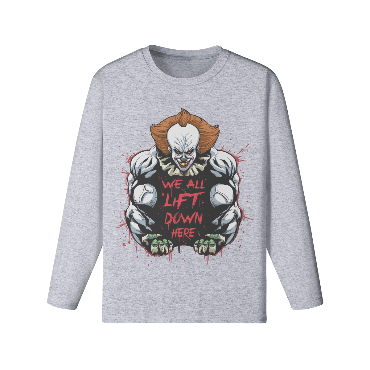 WE ALL LIFT DOWN HERE (CLASSIC)- Classic Long Sleeve Top-Medium Heather Gray-League of Lifters