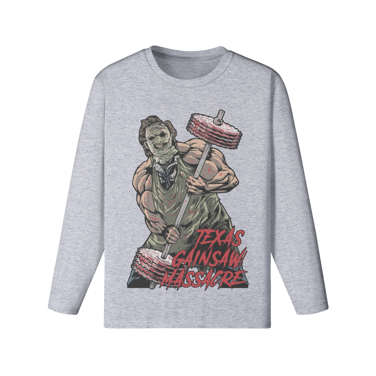 TEXAS GAINSAW MASSACRE- Classic Long Sleeve Top-Medium Heather Gray-League of Lifters