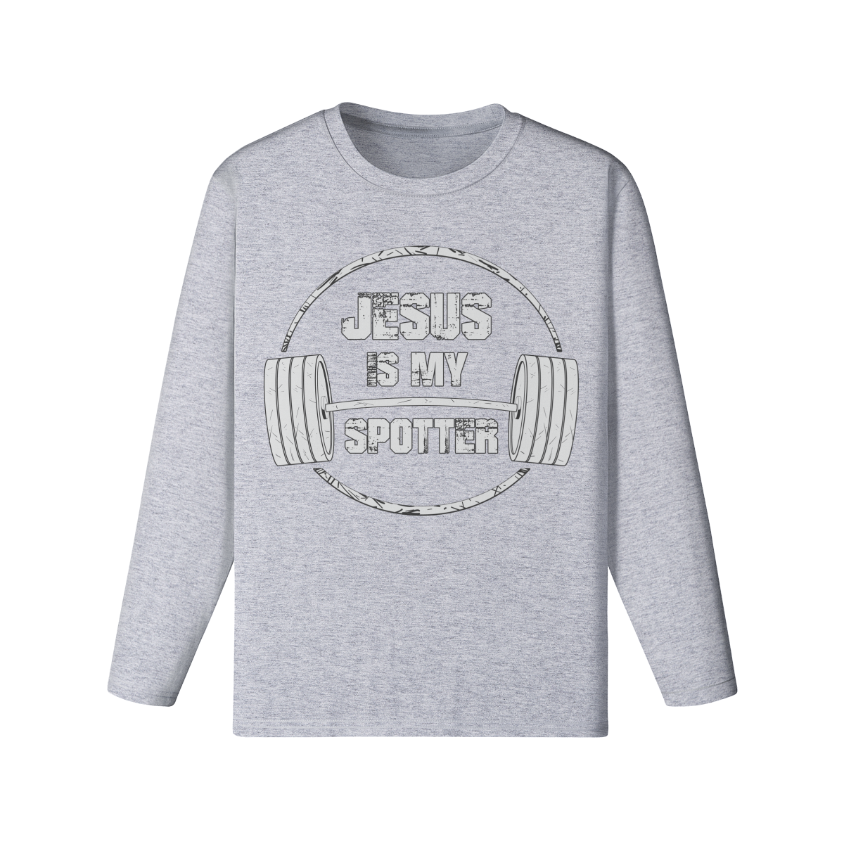 JESUS IS MY SPOTTER (TEXT)- Classic Long Sleeve Top-Medium Heather Gray-League of Lifters