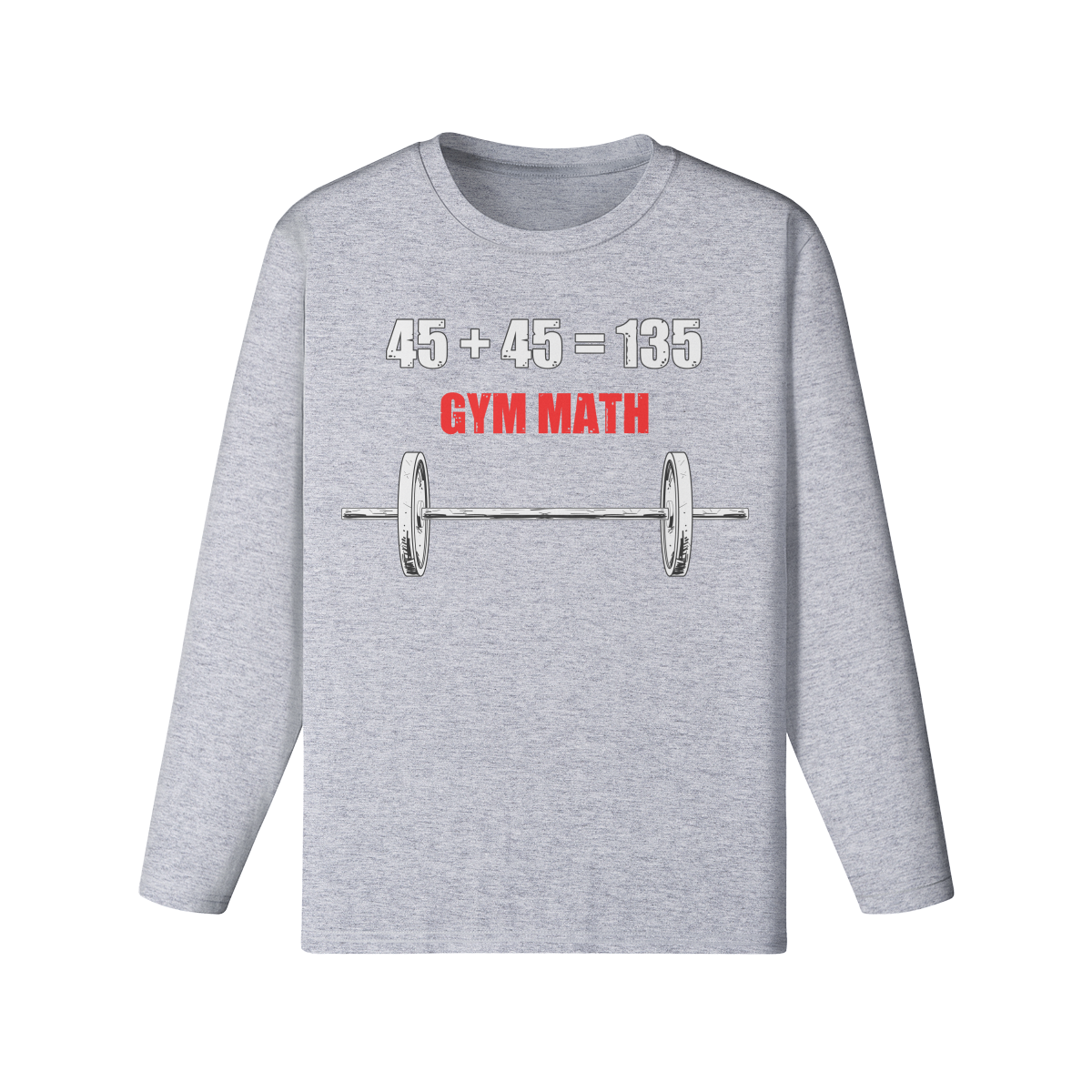 GYM MATH- Classic Long Sleeve Top-Medium Heather Gray-League of Lifters