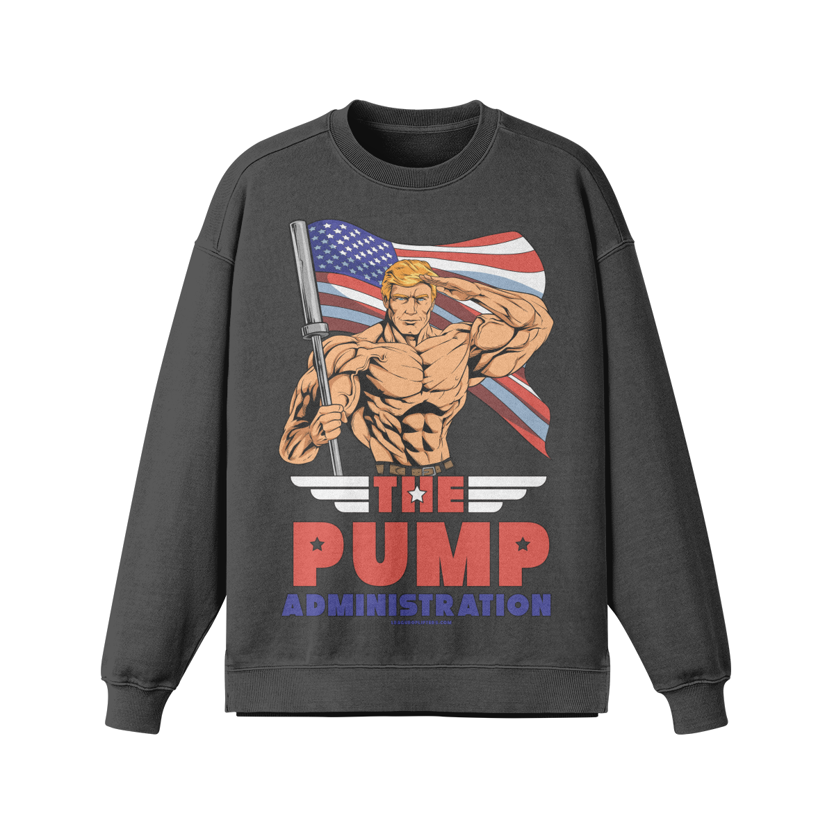 THE PUMP ADMINISTRATION- Oversized Long Sleeve Sweatshirt-Eclipse Gray-League of Lifters