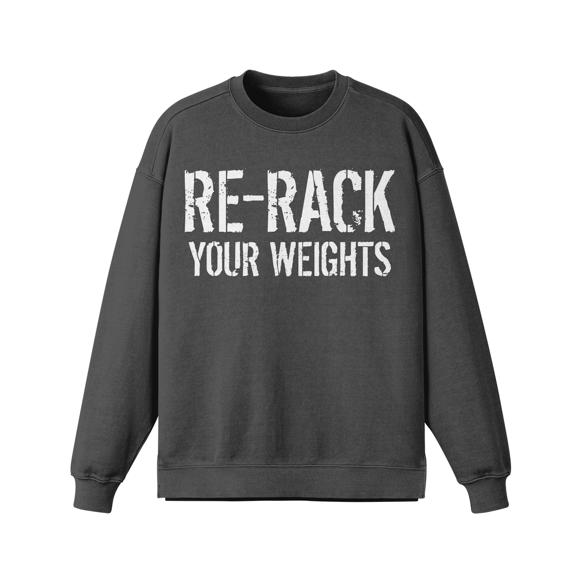 RE-RACK YOUR WEIGHTS- Oversized Long Sleeve Sweatshirt-Eclipse Gray-League of Lifters