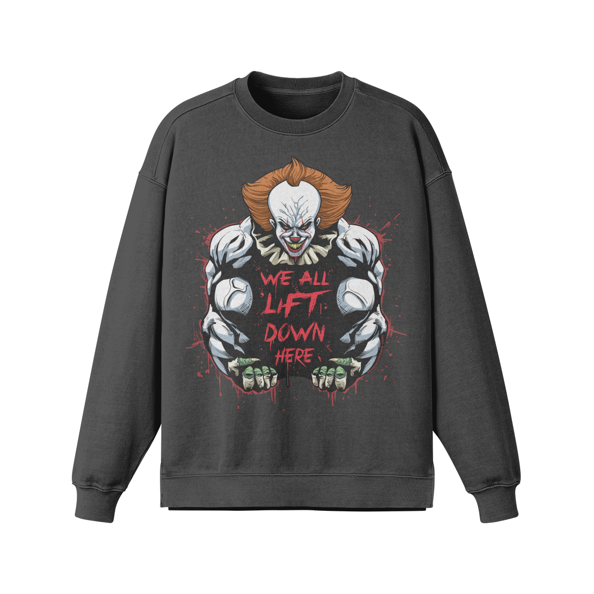 WE ALL LIFT DOWN HERE (CLASSIC)- Oversized Long Sleeve Sweatshirt-Eclipse Gray-League of Lifters