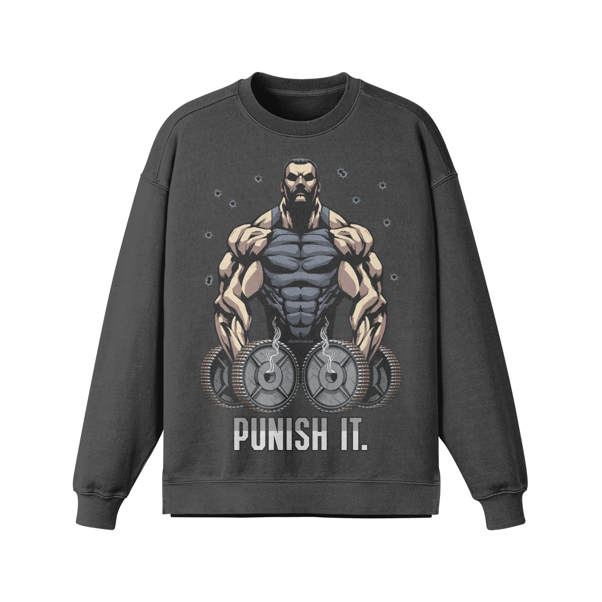 PUNISH IT- Oversized Long Sleeve Sweatshirt-Eclipse Gray-League of Lifters