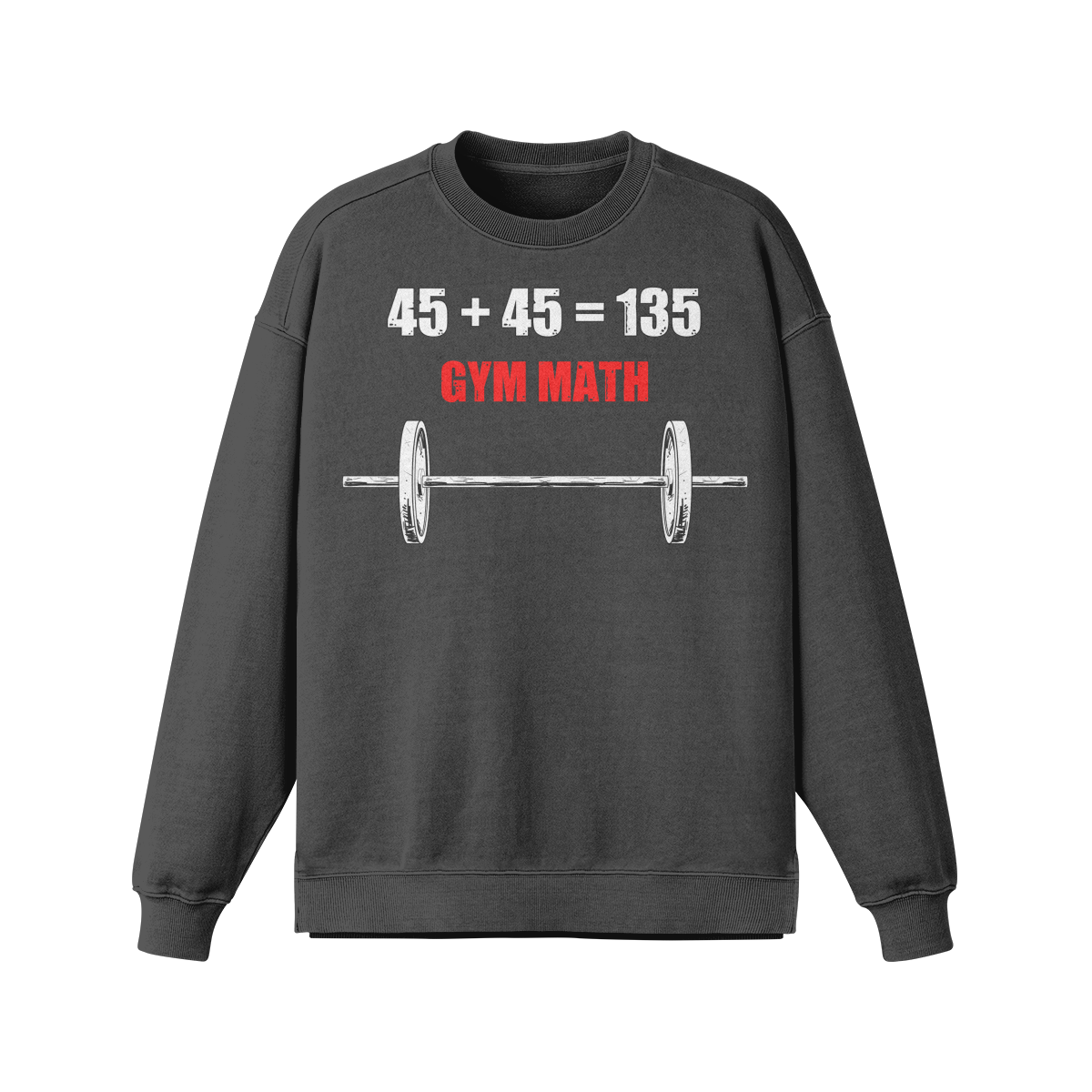 GYM MATH- Oversized Long Sleeve Sweatshirt-Eclipse Gray-League of Lifters
