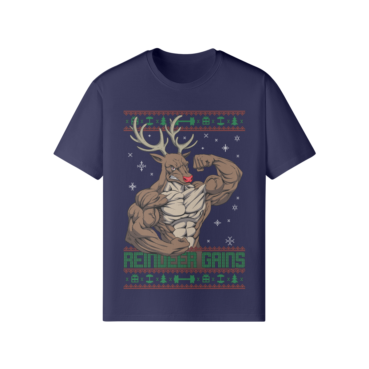 REINDEER GAINS- Classic T-Shirt-Dark Navy-League of Lifters