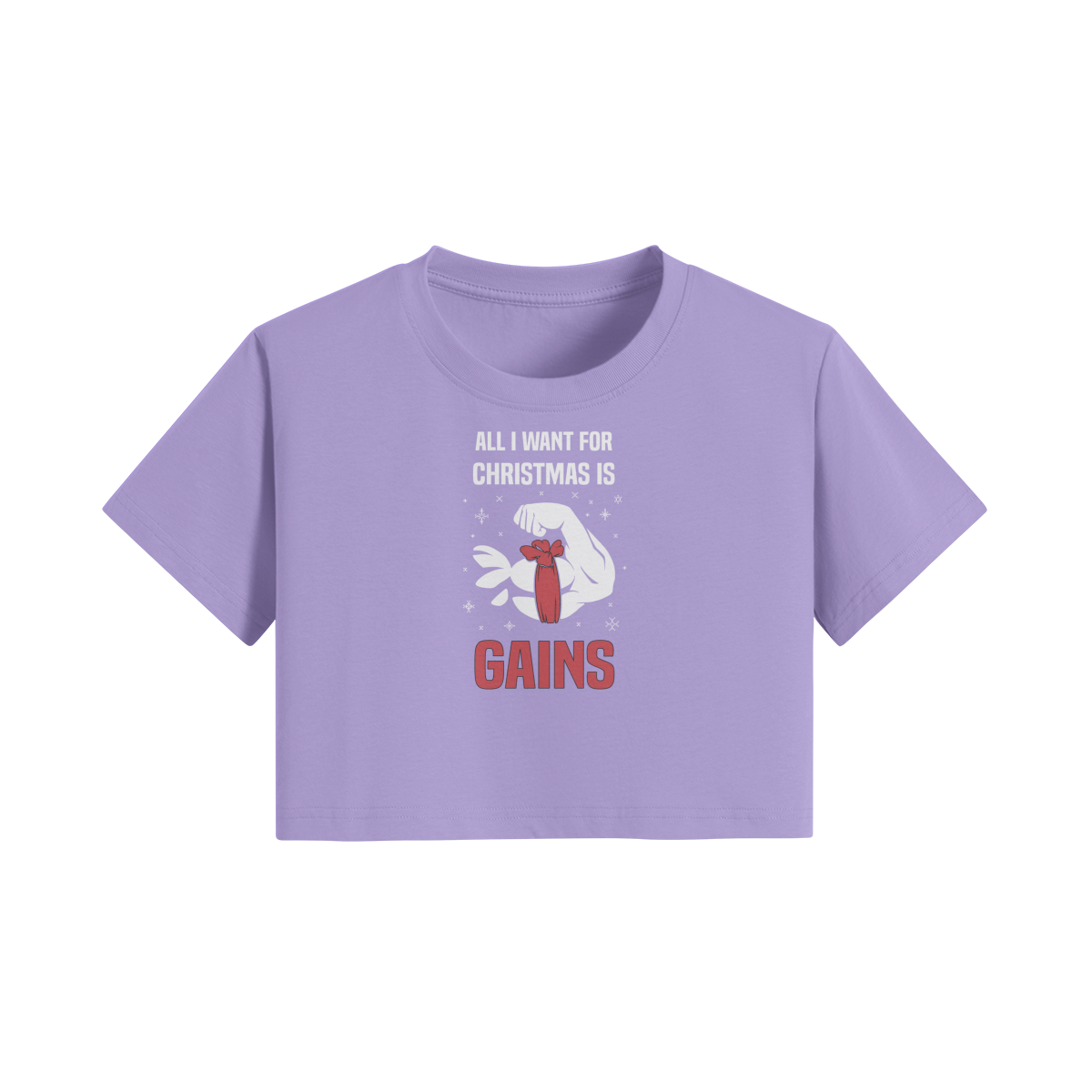ALL I WANT FOR CHRISTMAS IS GAINS- Womens Crop Top-Lavender-League of Lifters