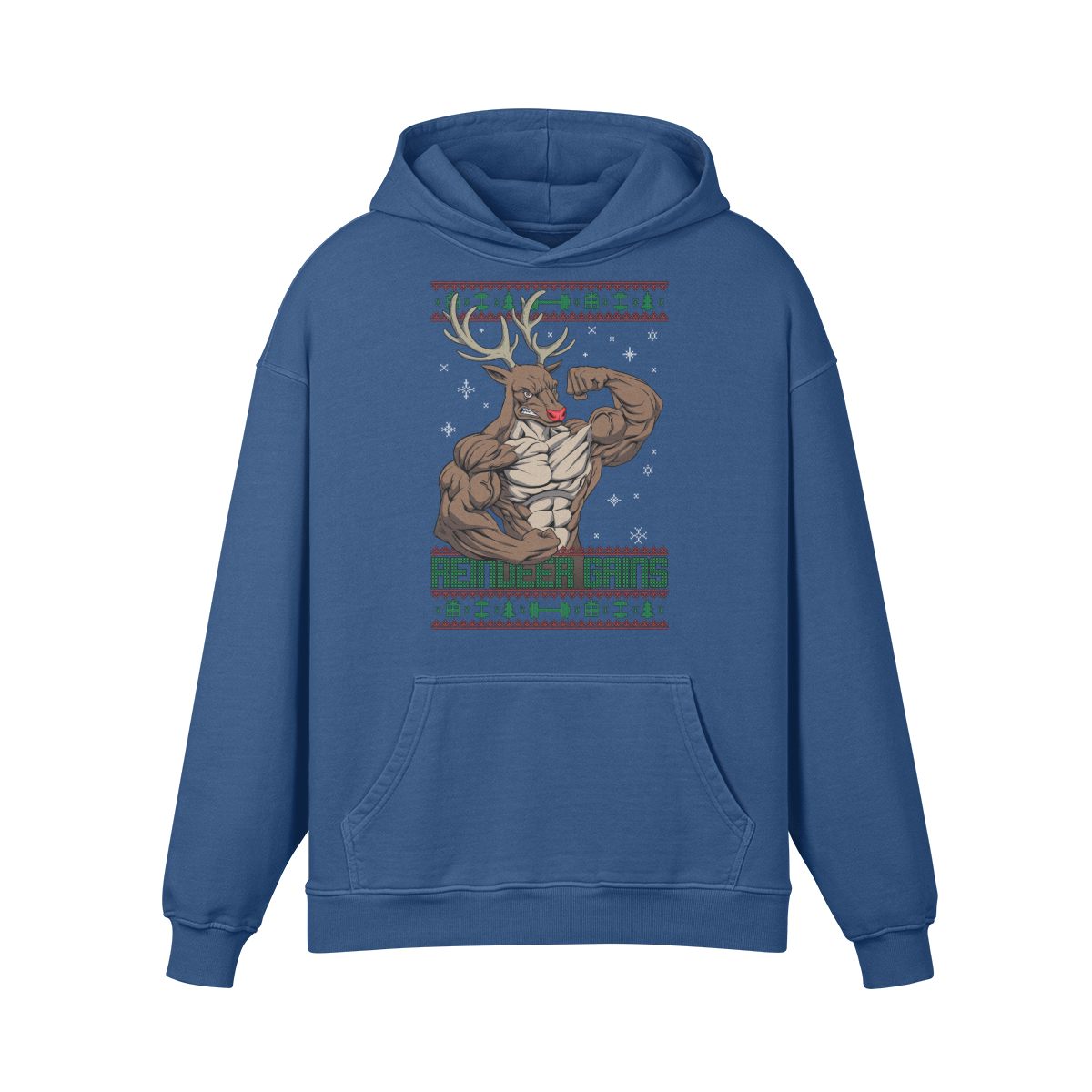 REINDEER GAINS- Oversized Hoodie-Kashmir Blue-League of Lifters