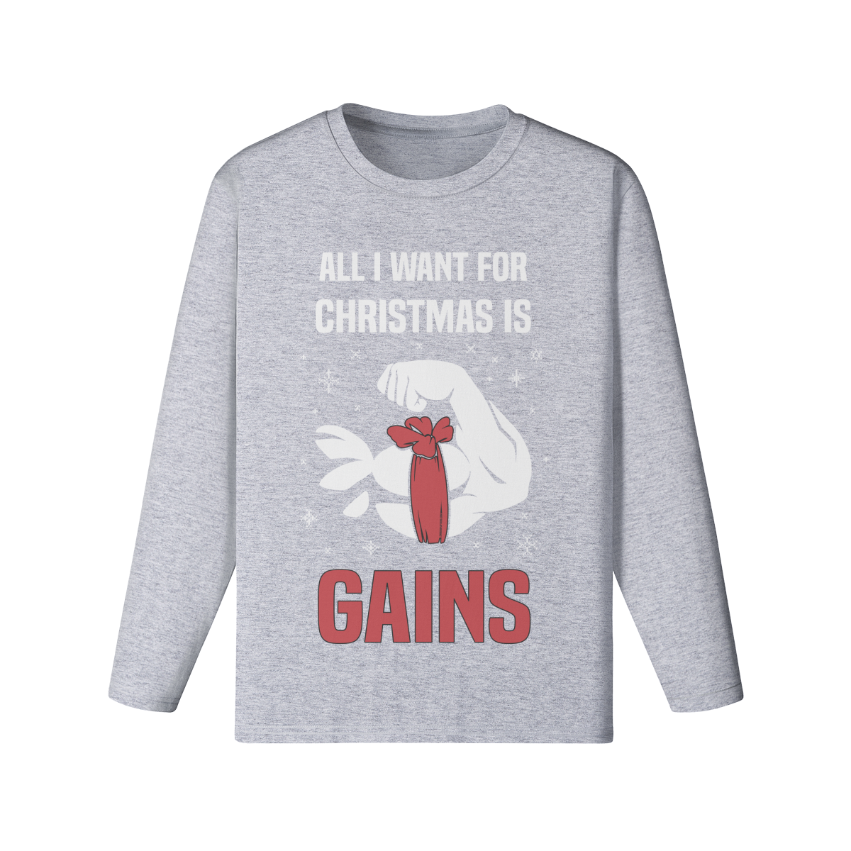 ALL I WANT FOR CHRISTMAS IS GAINS- Classic Long Sleeve Top-Medium Heather Gray-League of Lifters
