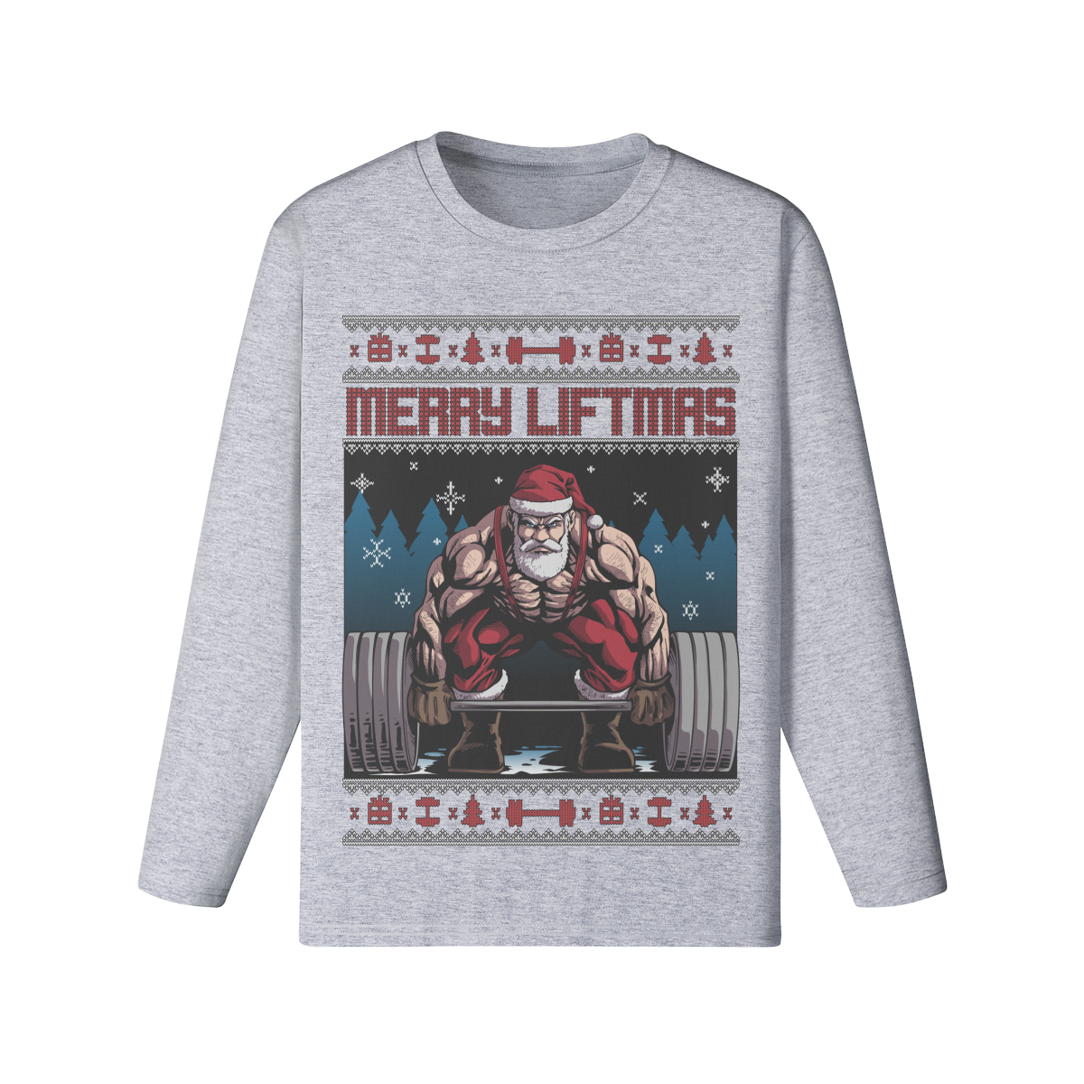 MERRY LIFTMAS- Classic Long Sleeve Top-Medium Heather Gray-League of Lifters