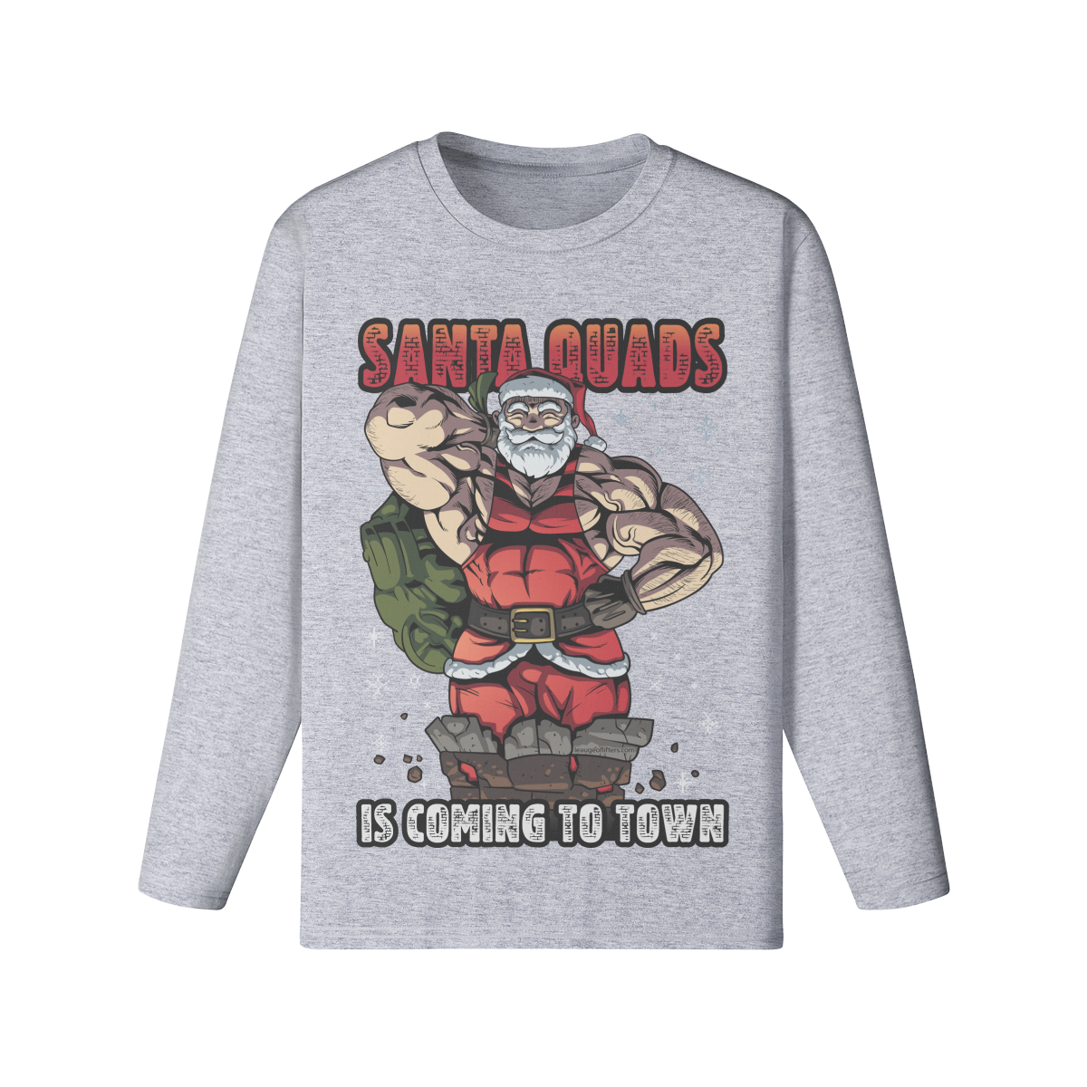 SANTA QUADS IS COMING TO TOWN- Classic Long Sleeve Top-Medium Heather Gray-League of Lifters