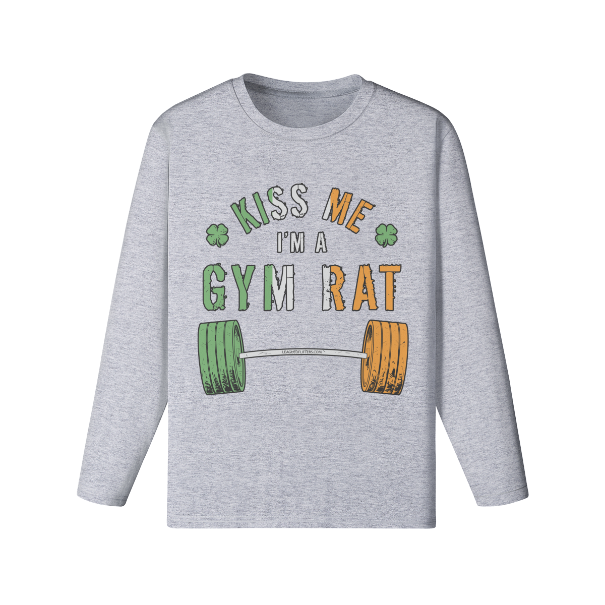KISS ME I'M A GYM RAT- Classic Long Sleeve Top-Medium Heather Gray-League of Lifters