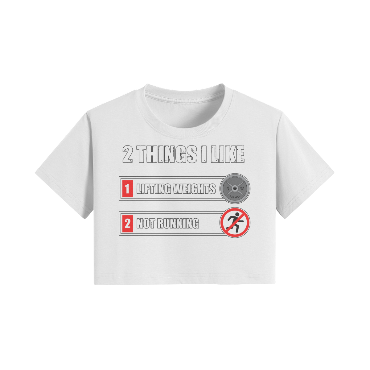 2 THINGS I LIKE- Womens Crop Top-White-League of Lifters