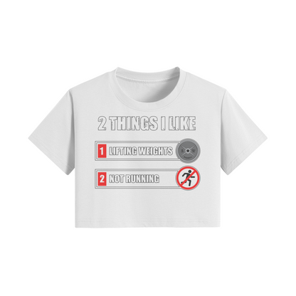 2 THINGS I LIKE- Womens Crop Top-White-League of Lifters