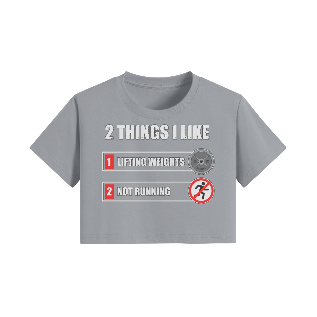2 THINGS I LIKE- Womens Crop Top-Light Gray-League of Lifters