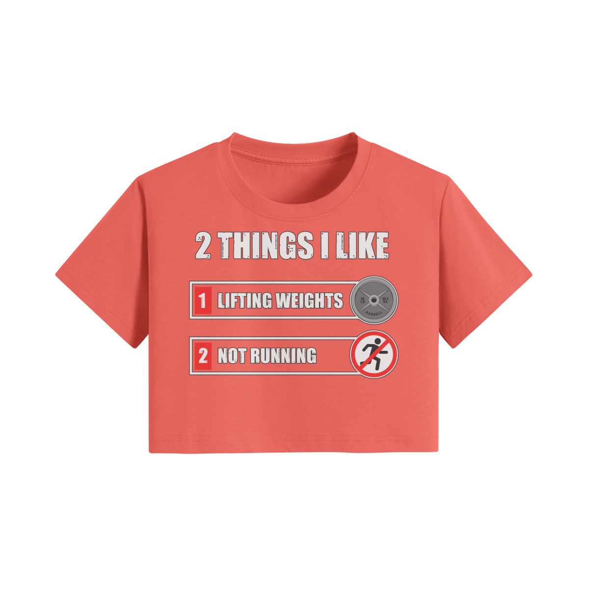2 THINGS I LIKE- Womens Crop Top-Grapefruit Red-League of Lifters