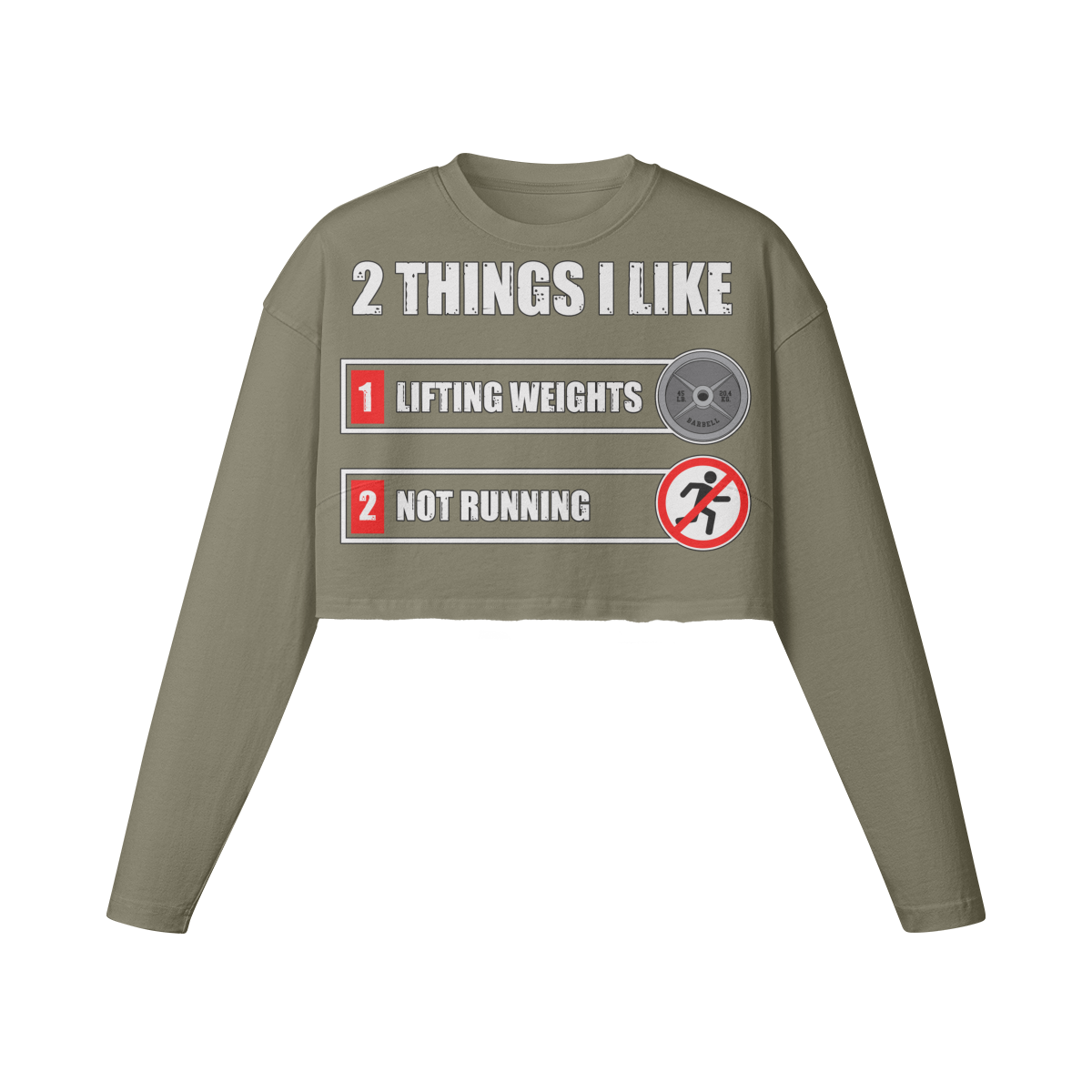 2 THINGS I LIKE- Womens Long Sleeve Crop Top-Artichoke-League of Lifters