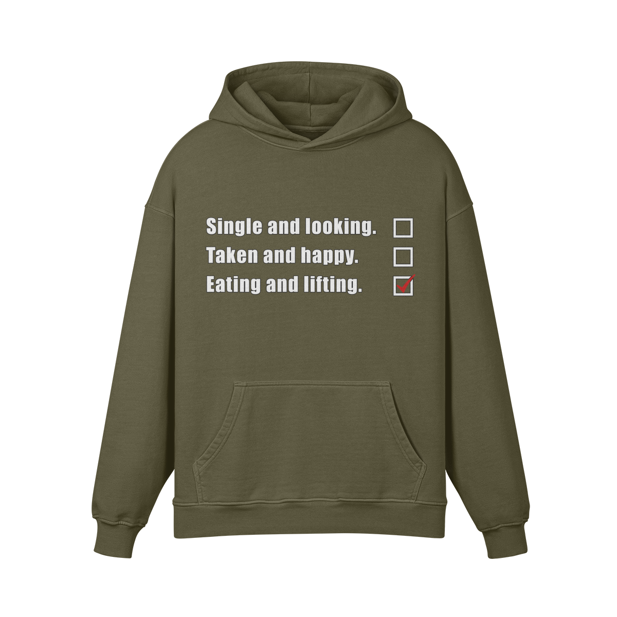 EATING AND LIFTING- Oversized Hoodie-Olive Green-League of Lifters