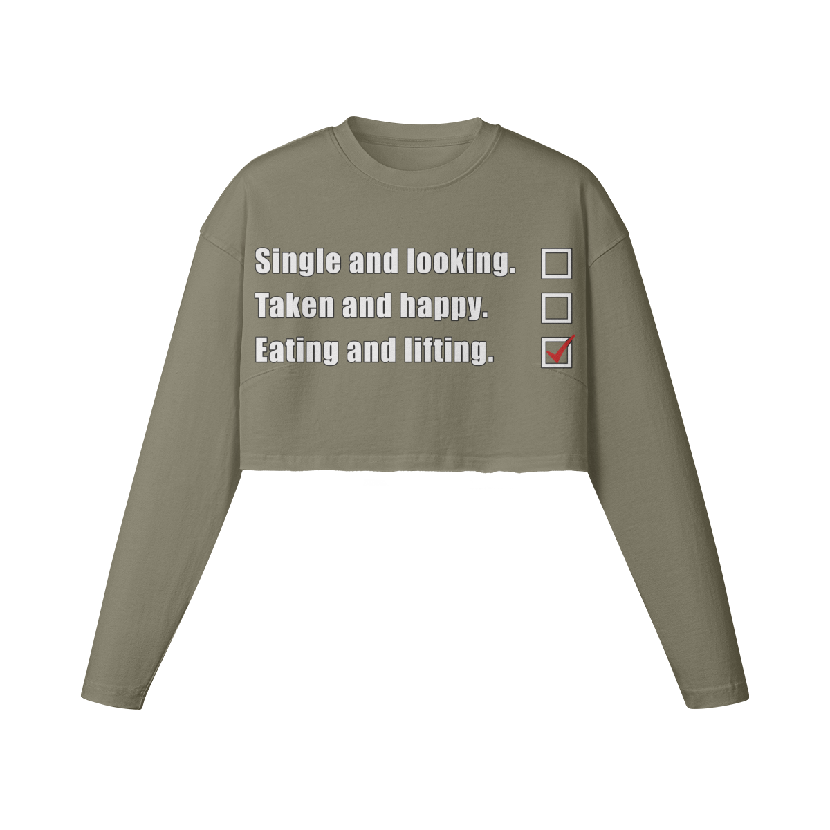 EATING AND LIFTING- Womens Long Sleeve Crop Top-Artichoke-League of Lifters