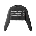 EATING AND LIFTING- Womens Long Sleeve Crop Top-Faded Black-League of Lifters