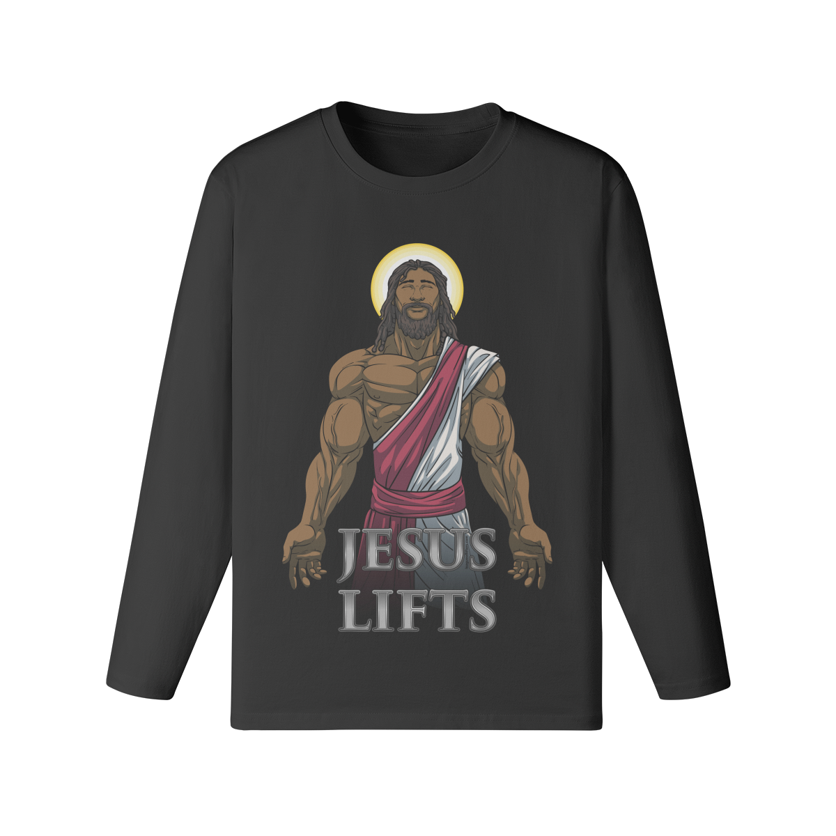 JESUS LIFTS- Classic Long Sleeve Top-Black-League of Lifters