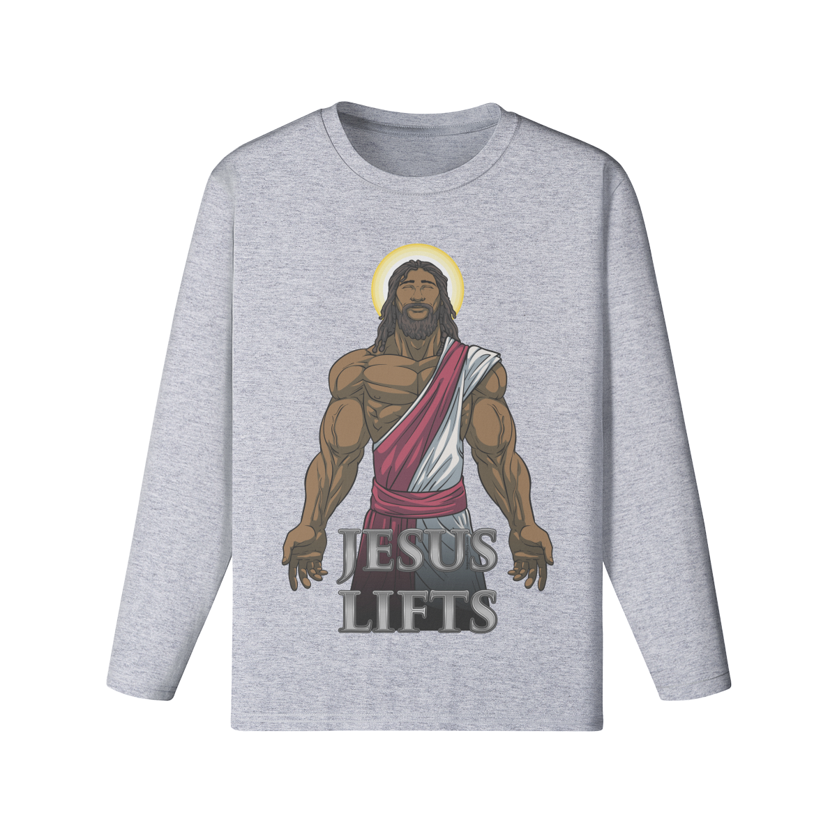 JESUS LIFTS- Classic Long Sleeve Top-Medium Heather Gray-League of Lifters