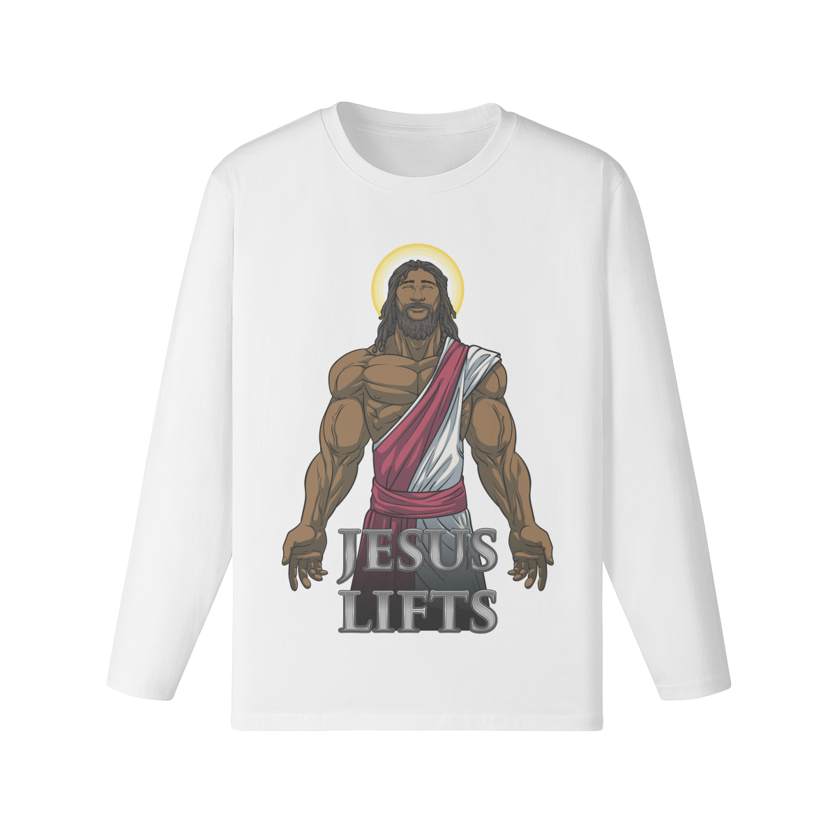 JESUS LIFTS- Classic Long Sleeve Top-White-League of Lifters