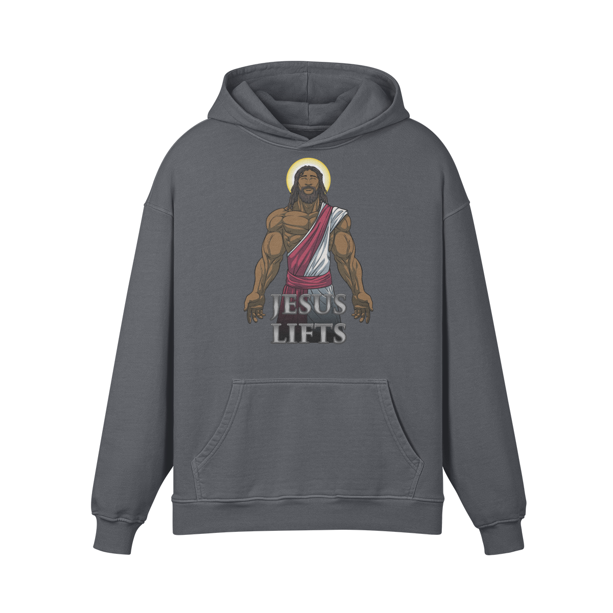 JESUS LIFTS- Oversized Hoodie-Carbon Gray-League of Lifters