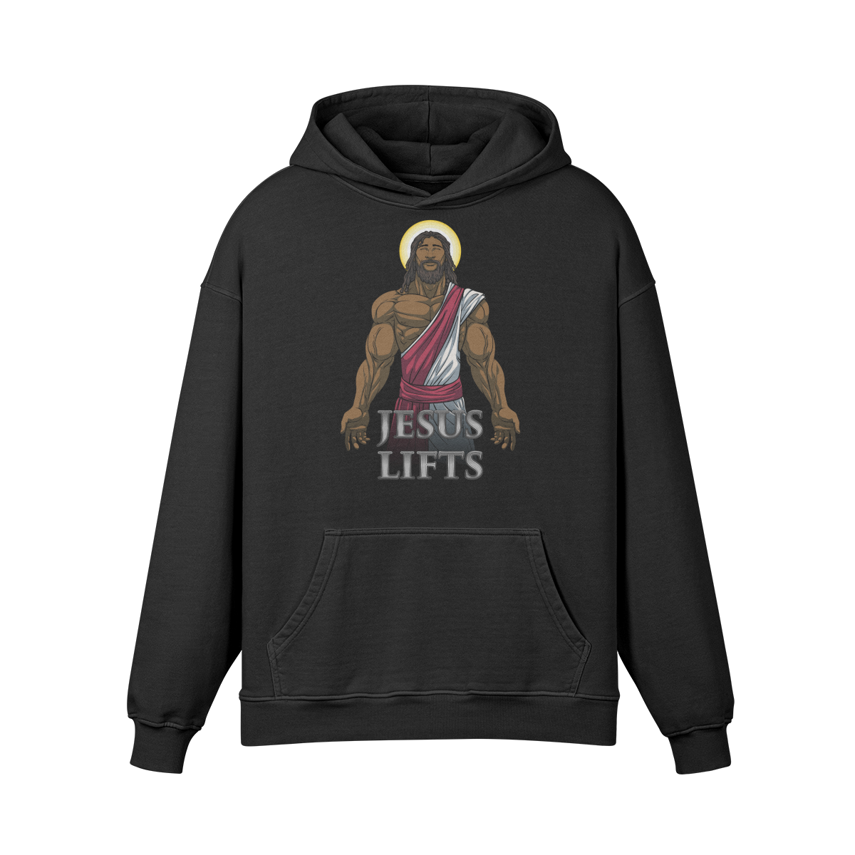 JESUS LIFTS- Oversized Hoodie-Faded Black-League of Lifters