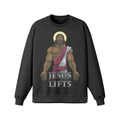 JESUS LIFTS- Oversized Long Sleeve Sweatshirt-Faded Black-League of Lifters