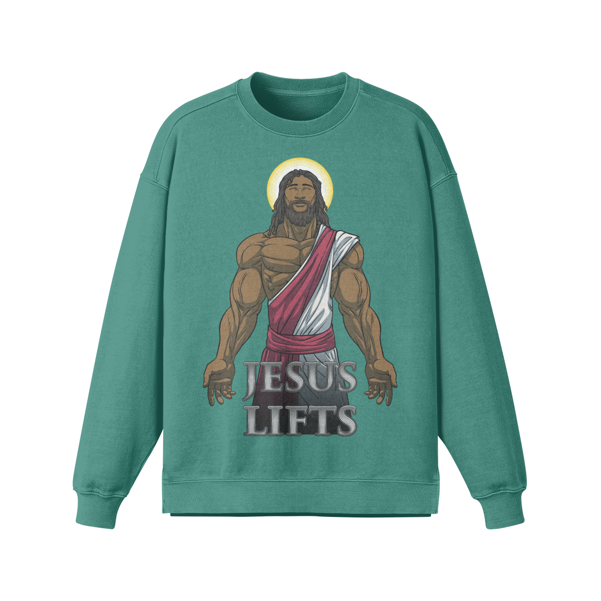 JESUS LIFTS- Oversized Long Sleeve Sweatshirt-Wintergreen Dream-League of Lifters