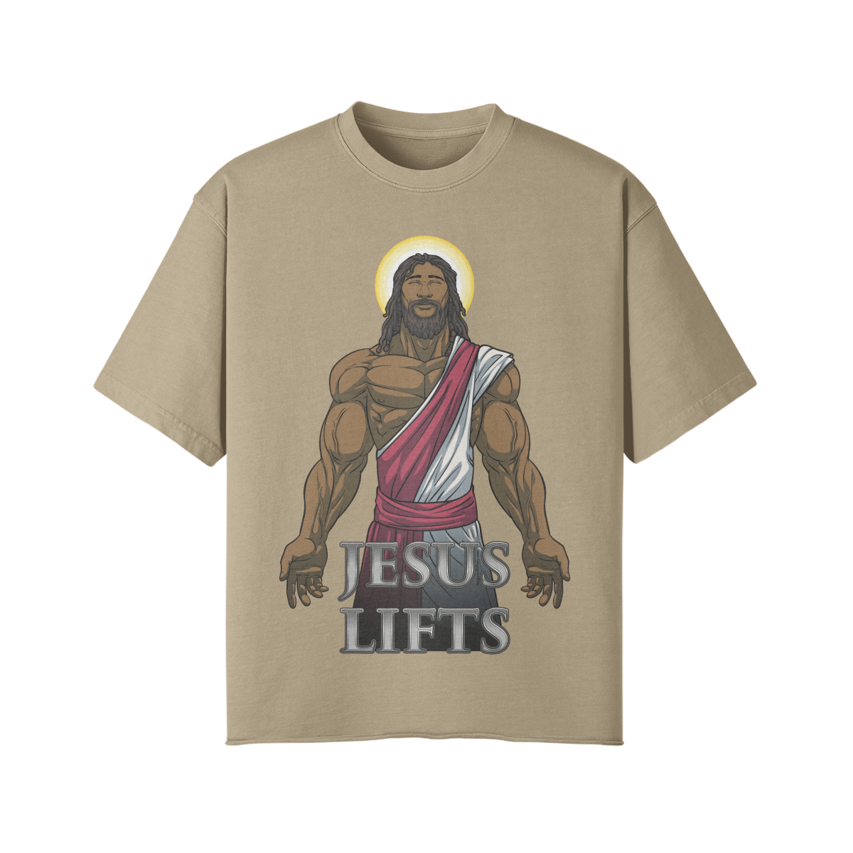 JESUS LIFTS- Pump Top-Khaki-League of Lifters