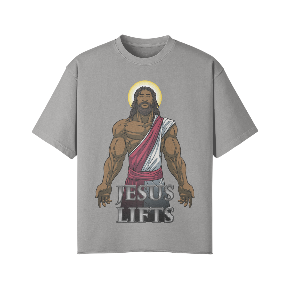 JESUS LIFTS- Pump Top-Light Gray-League of Lifters