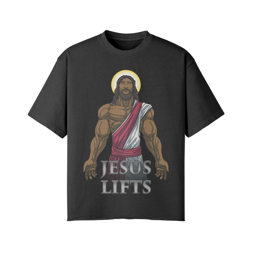 JESUS LIFTS- Pump Top-Snow Wash-League of Lifters