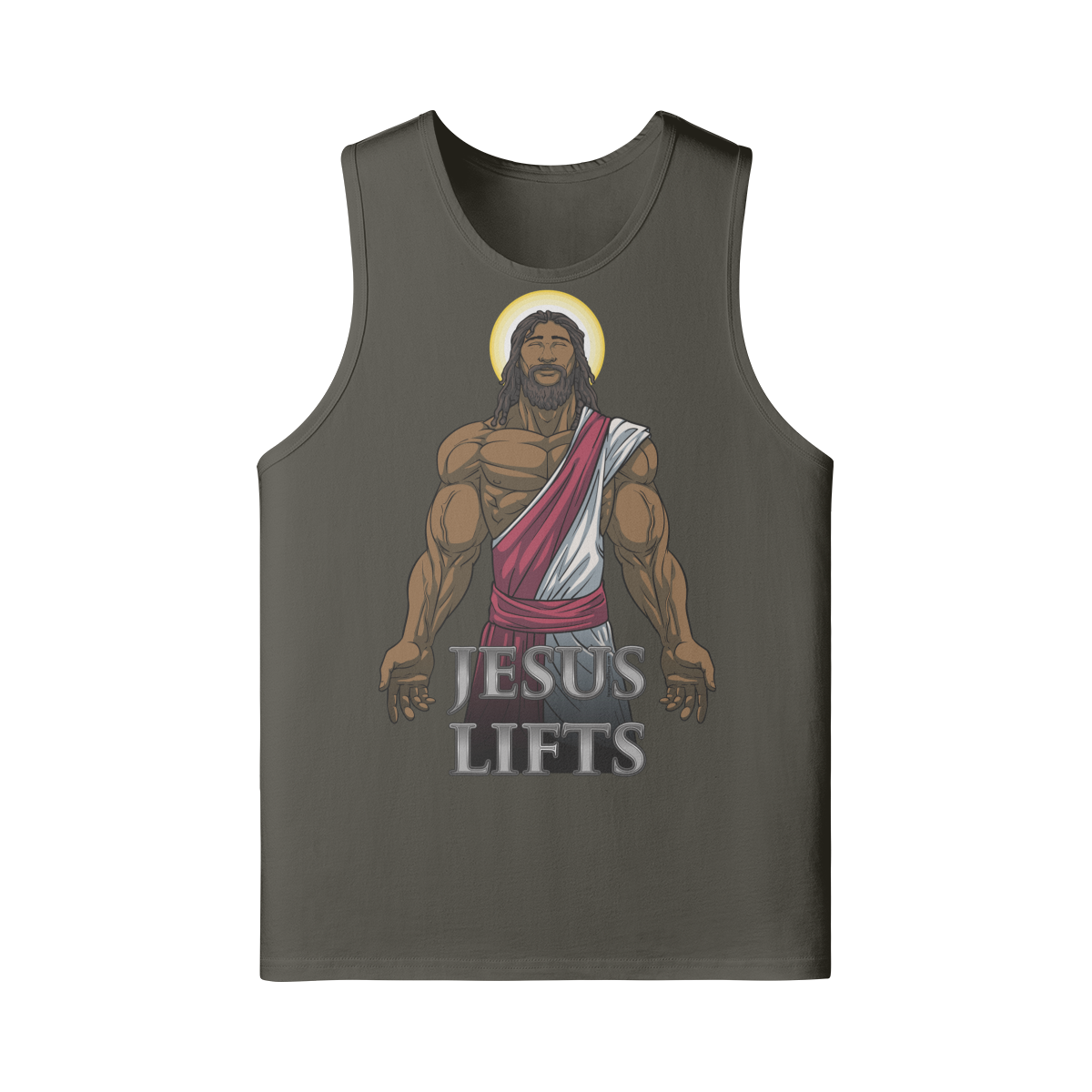JESUS LIFTS- Tank Top-Charcoal Grey-League of Lifters