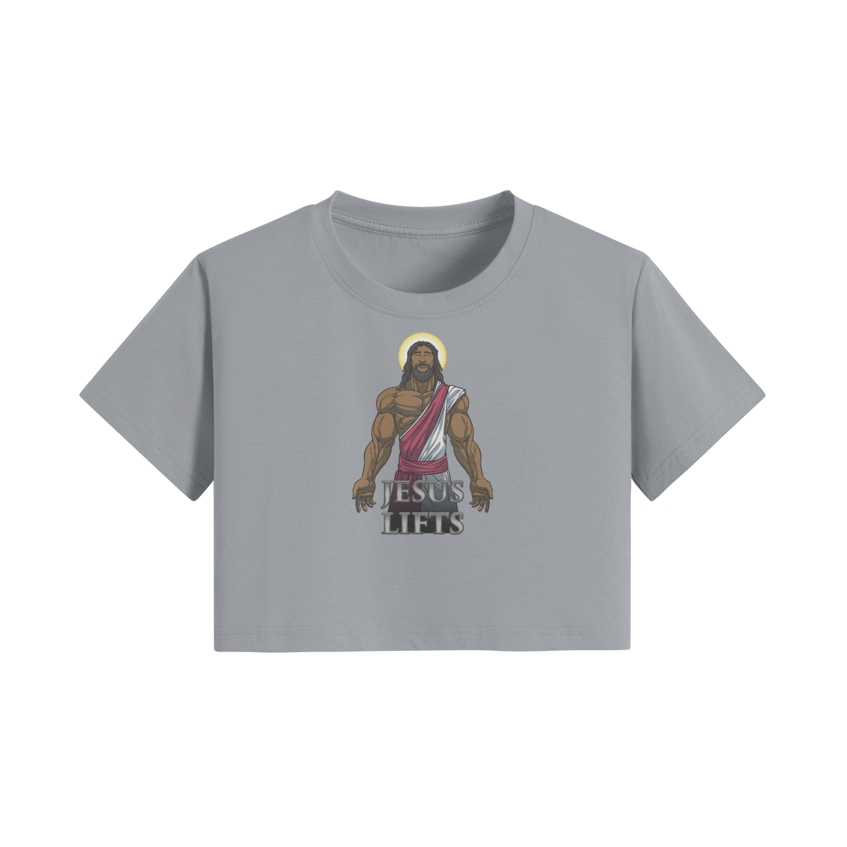 JESUS LIFTS- Womens Crop Top-Light Gray-League of Lifters