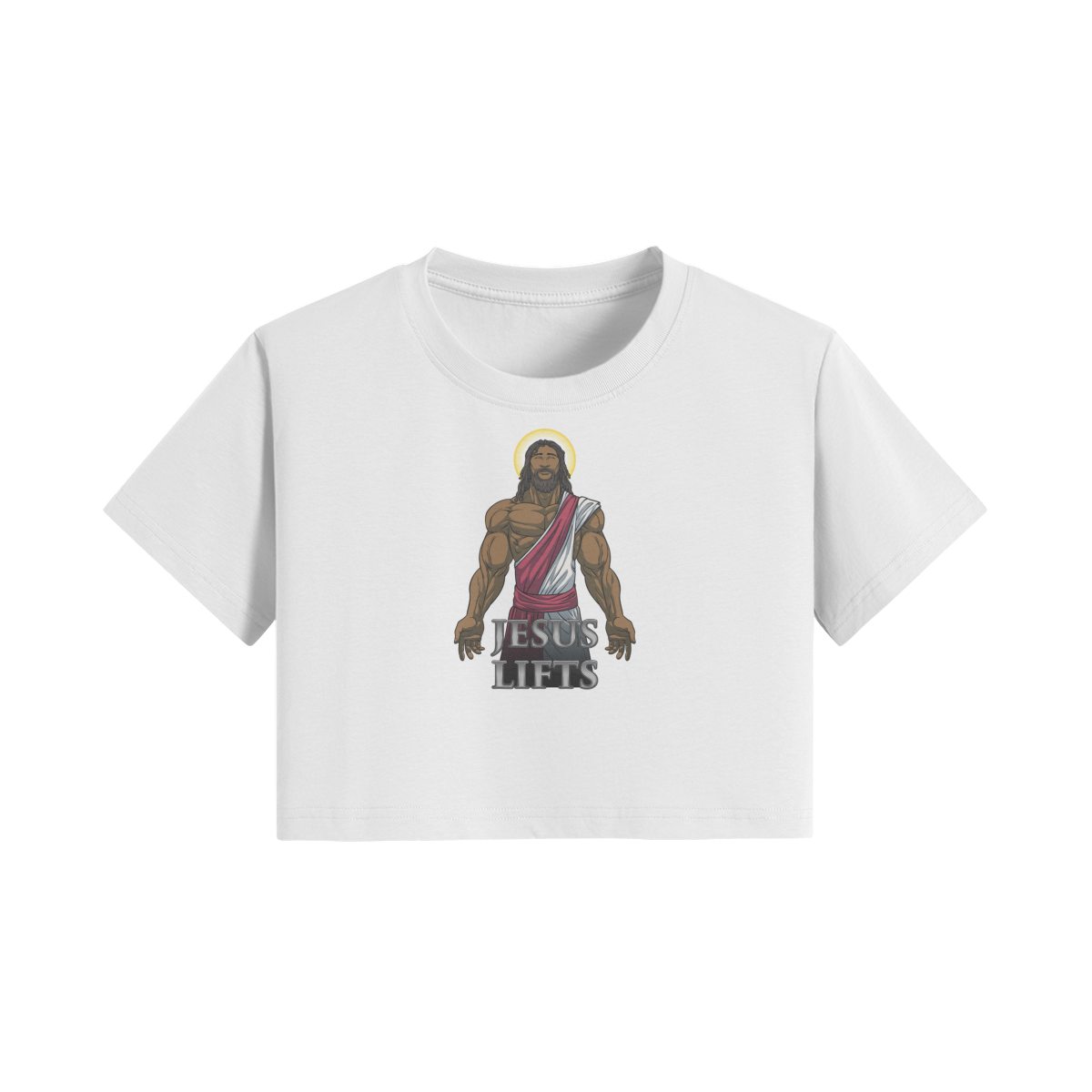JESUS LIFTS- Womens Crop Top-White-League of Lifters