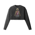 JESUS LIFTS- Womens Long Sleeve Crop Top-Faded Black-League of Lifters